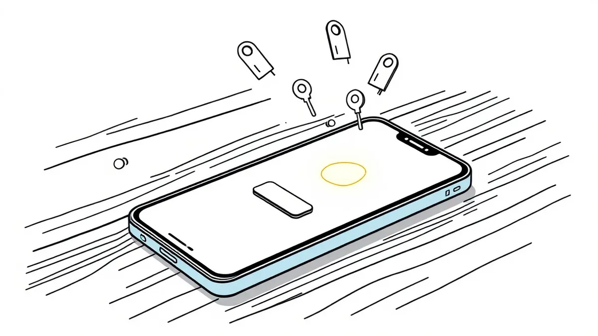 Illustration: A sleek smartphone rests on a wooden table, its screen displaying a generic cloud service interface with a single glowing login button.