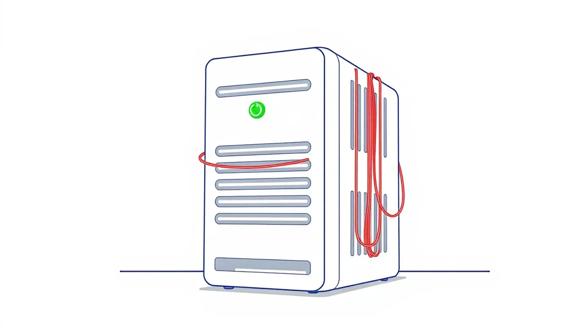 Illustration: A sleek, modern server tower sits isolated on a clean white surface.