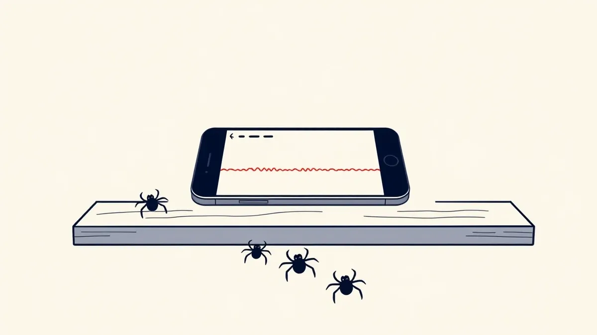 Illustration: A smartphone lies on a wooden table with a web browser open.