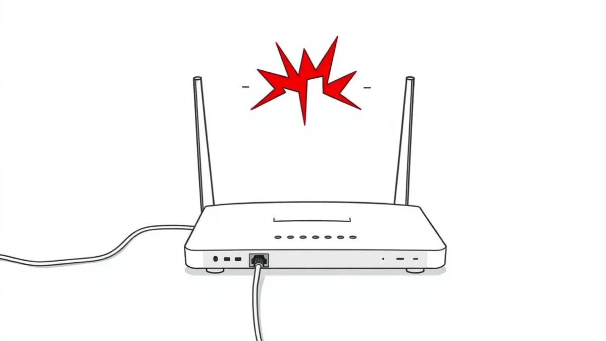 Illustration: A white wireless router sits on a flat surface with its Ethernet cable unplugged.