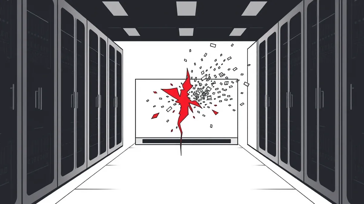 Illustration: A sleek, modern server blade sits isolated in a dark, minimalist data center aisle.