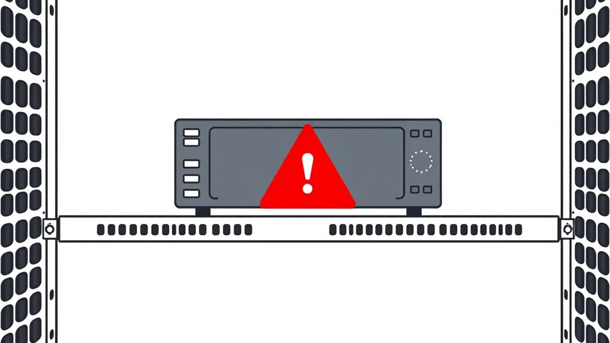 Illustration: A black network security appliance sits on a metal rack.
