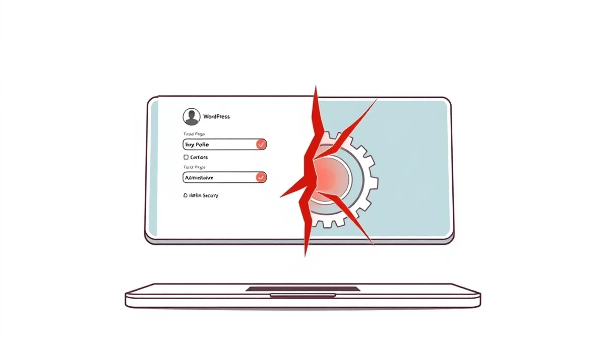 Illustration: A floating WordPress interface shows a blank profile settings panel with a single unchecked toggle switch.