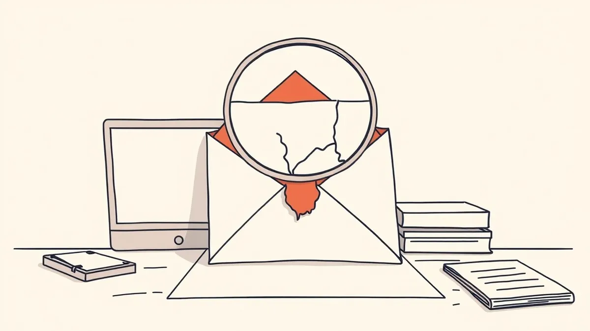 Illustration: A realistic paper letter sits on a wooden desk, sealed with wax but slightly torn at the corner to reveal a suspicious interior.