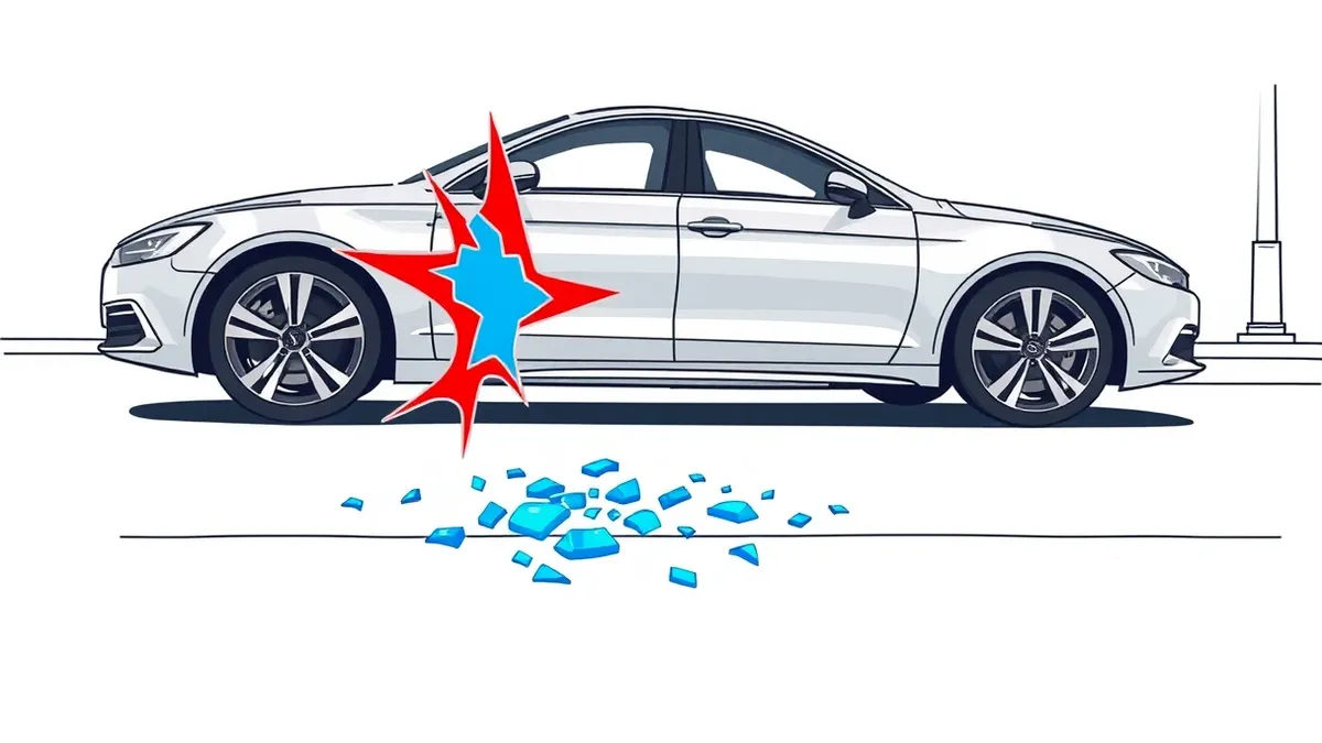 Illustration: A sleek silver car with modern alloy wheels sits parked on an urban street.