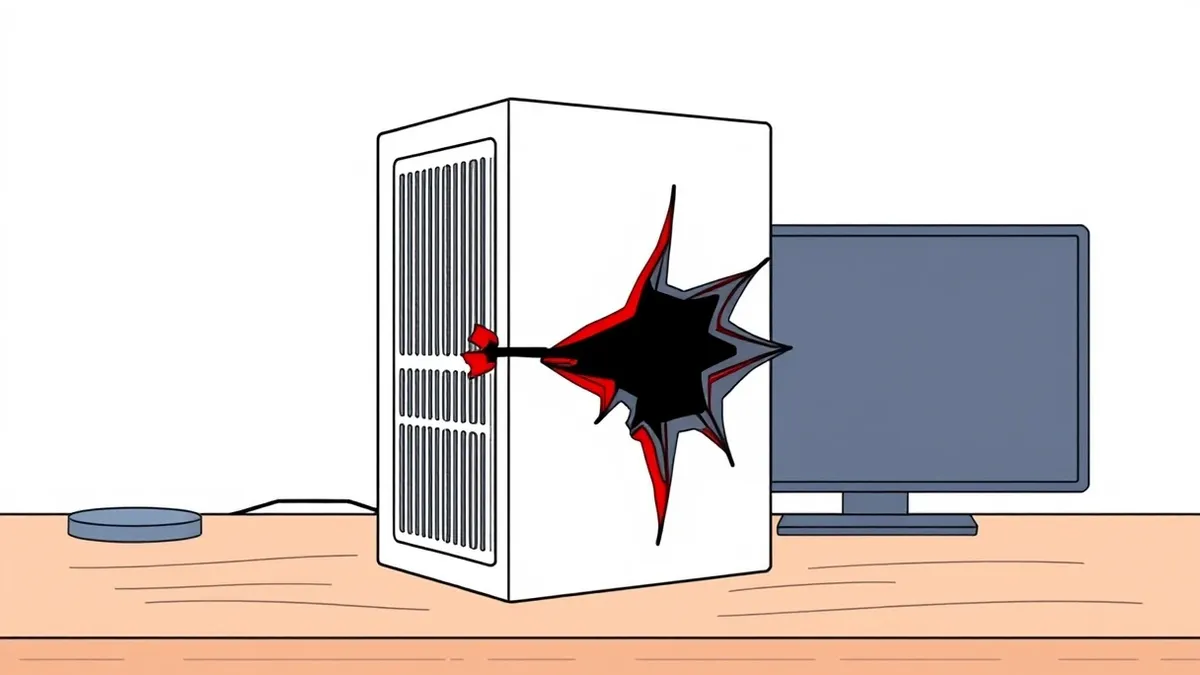 Illustration: A white network policy server box sits on a wooden desk.