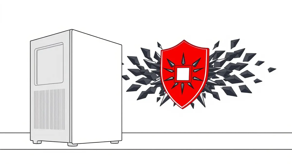 Illustration: A sleek silver computer tower sits on a clean white desk, its side panel removed to reveal the internal circuit board.