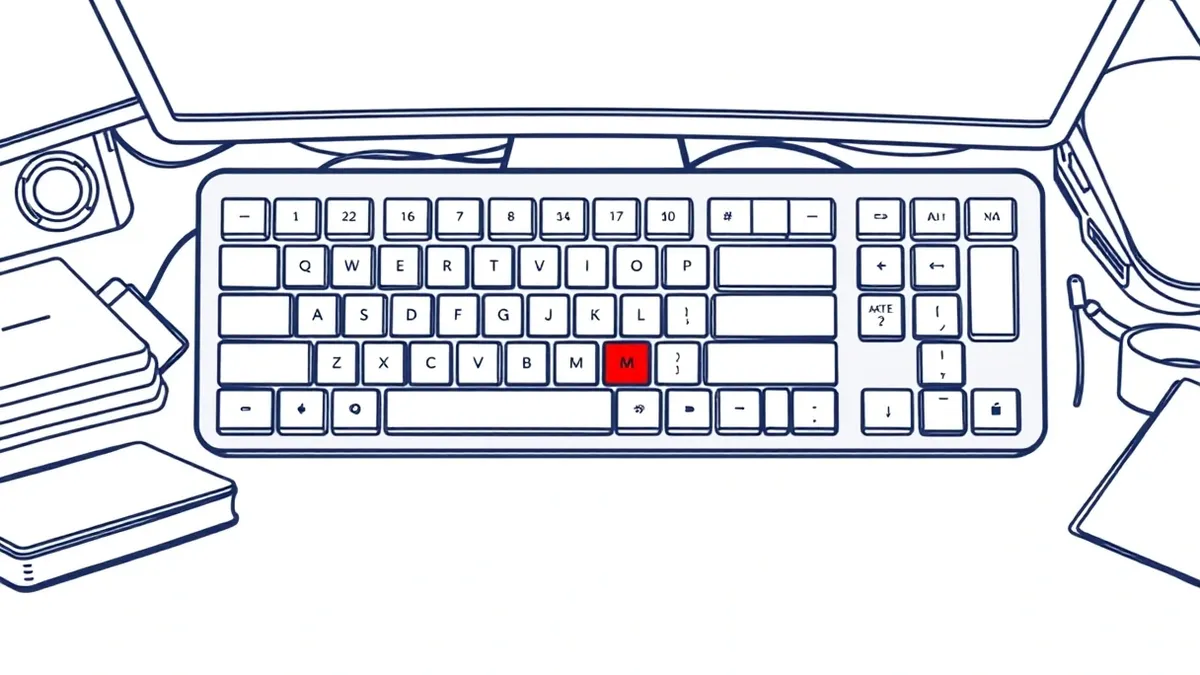 Illustration: Two nearly identical keyboard keys sit side by side on a cluttered desk, with one key slightly misaligned to suggest a typing error.